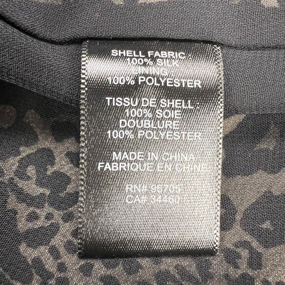 Rebecca Taylor Leopard 100% Silk A-Line Long Sleeve Button Up Shift Dress Size 8 - Picture 10 of 16